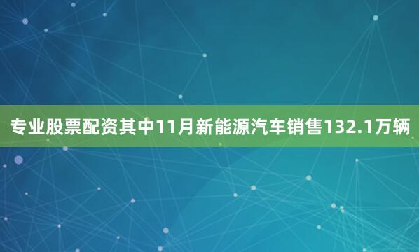 专业股票配资　　其中11月新能源汽车销售132.1万辆